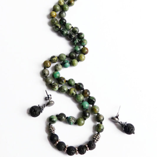 Heren ketting met natuursteen – Heren kralen ketting met Afrikaanse Turquoise