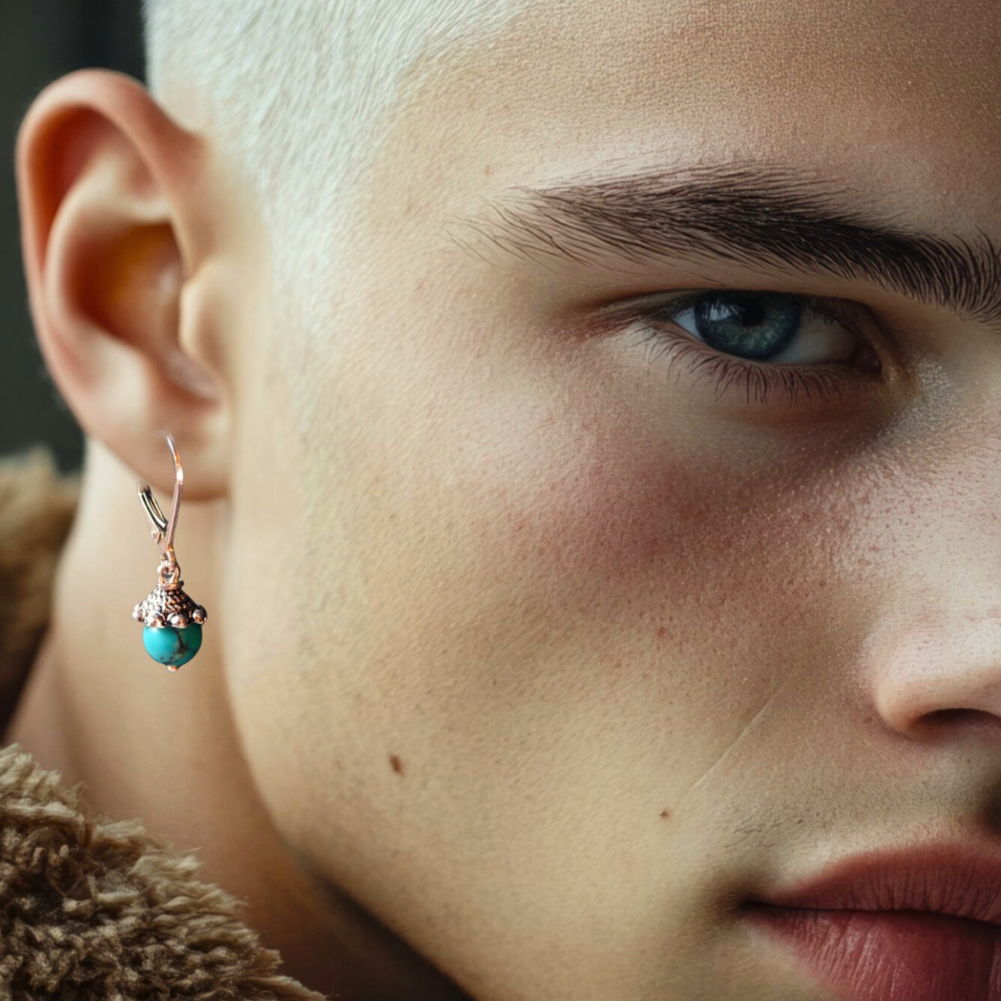 Silver Earrings with Turquoise – Unisex and Cool Design