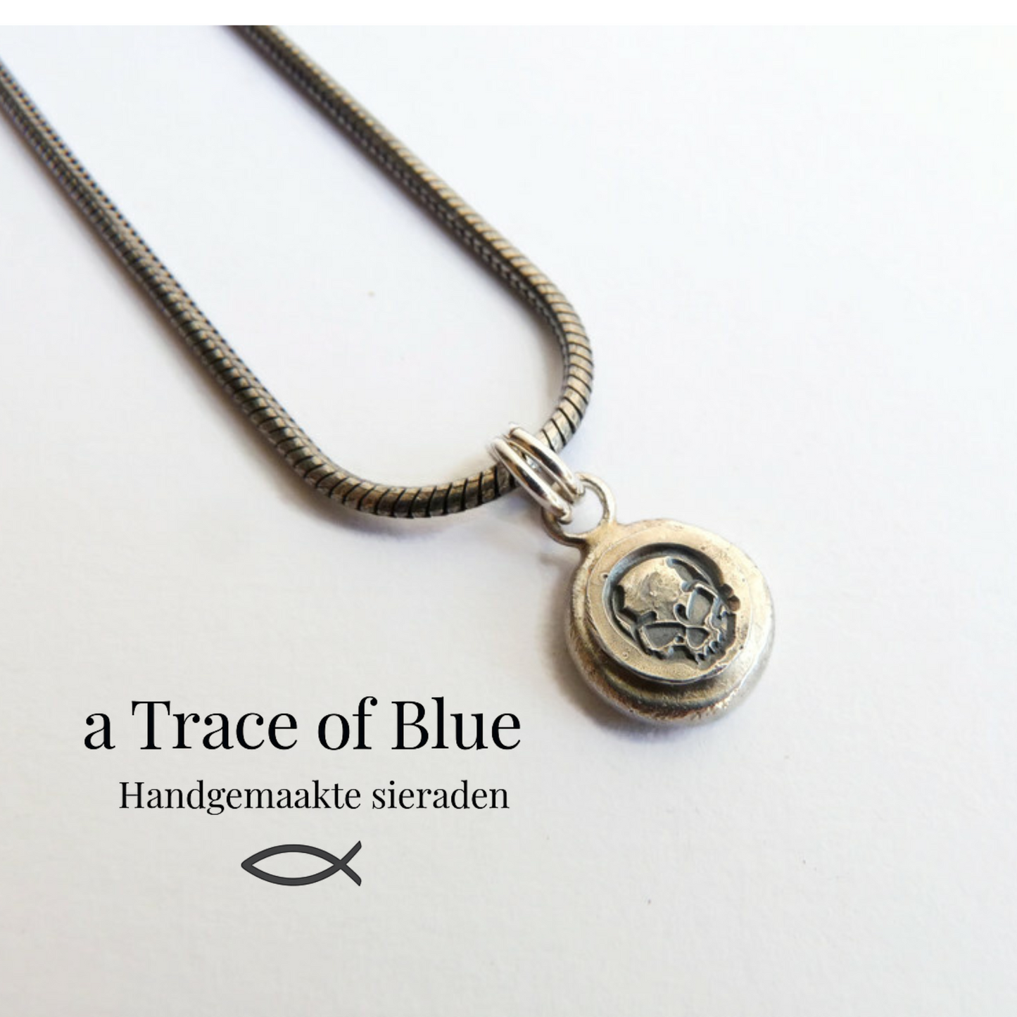 Zilveren heren hanger ketting met skull detail