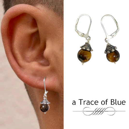 Tiger Eye Earrings for Men