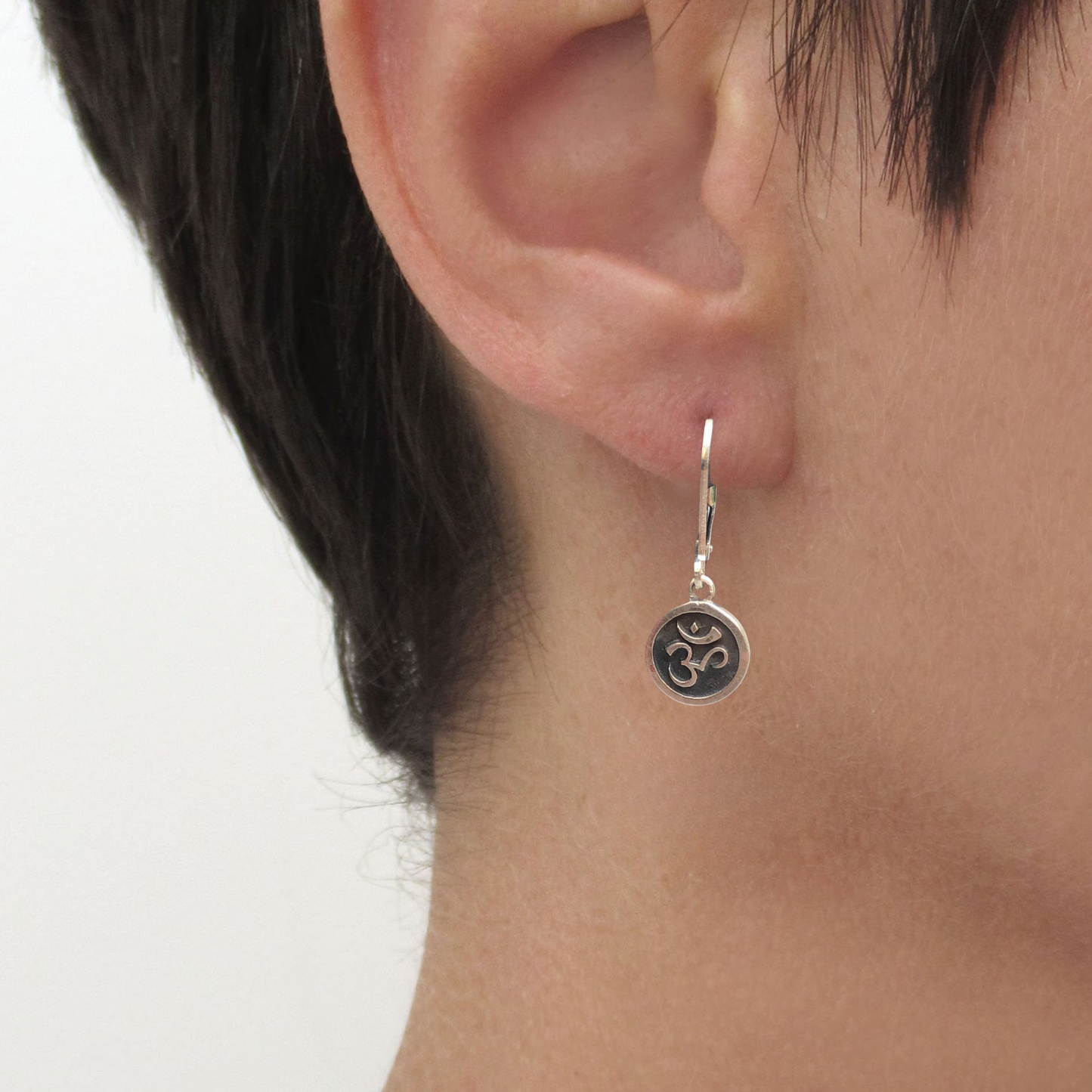 Handmade silver earrings with Ohm sign, spiritual jewelry