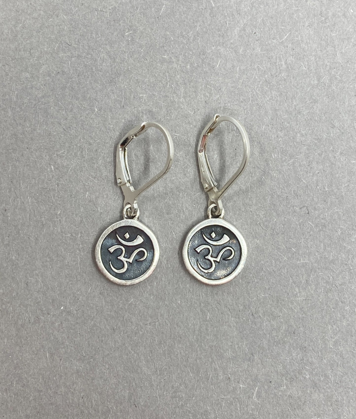 Handmade silver earrings with Ohm sign, spiritual jewelry