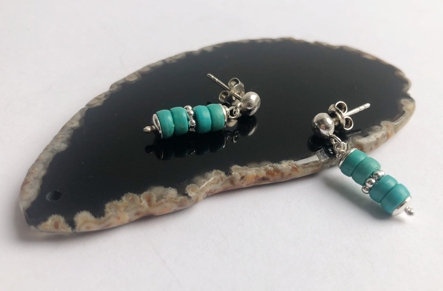 Sterling zilveren heren oorbellen met Turquoise – 4 mm oorknopjes