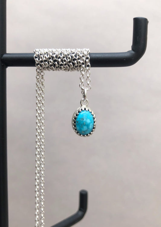 Zilveren Heren Ketting met Handgemaakte Turquoise Hanger