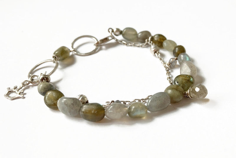 Silver bracelet with Labradorite