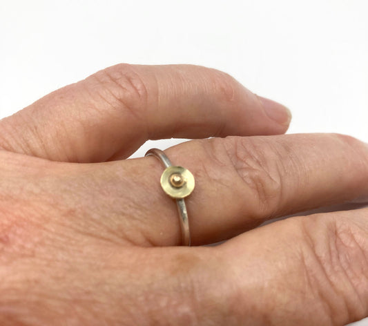 Zilveren en 14K Gouden Stapelring – Aanschuifring