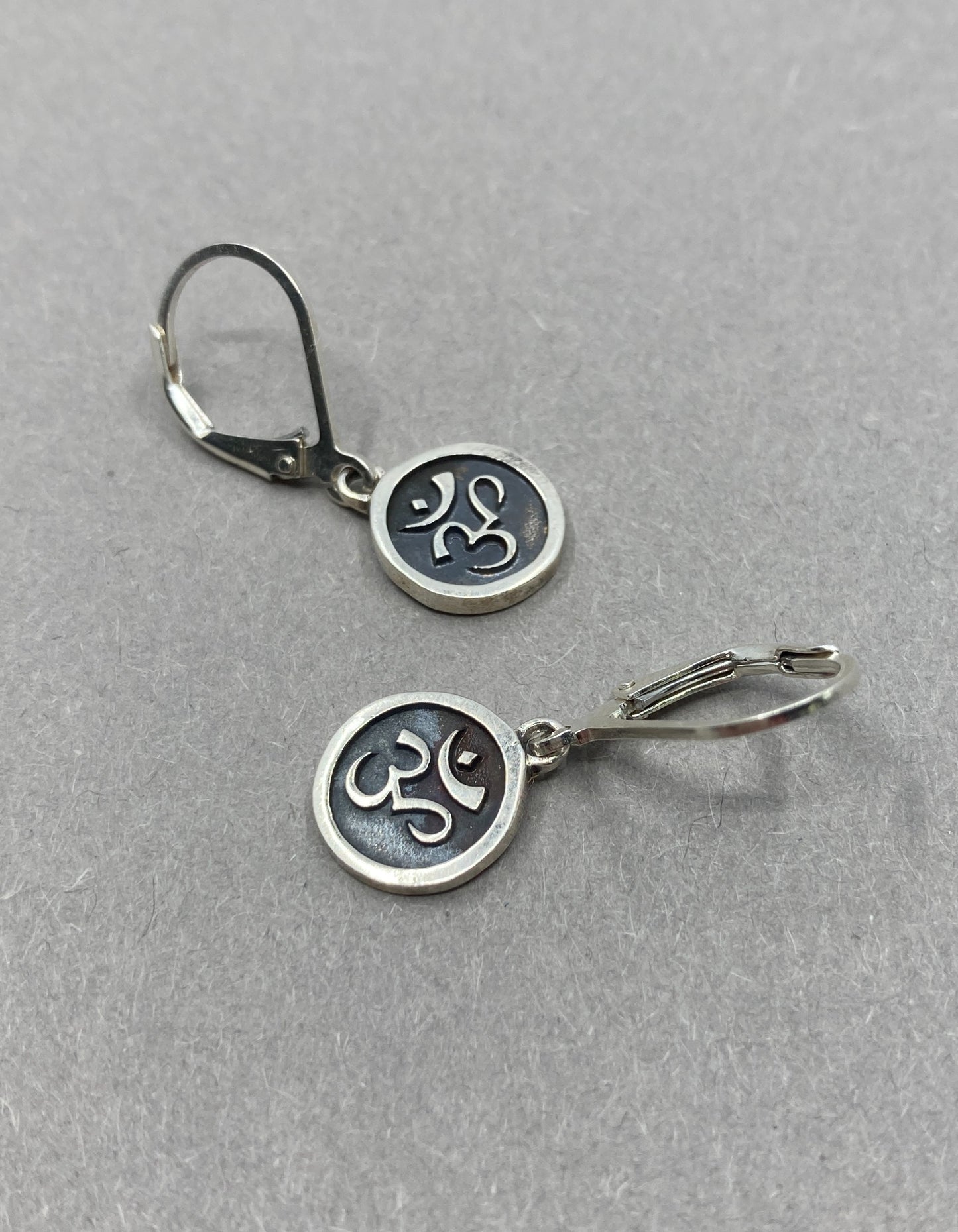 Handmade silver earrings with Ohm sign, spiritual jewelry