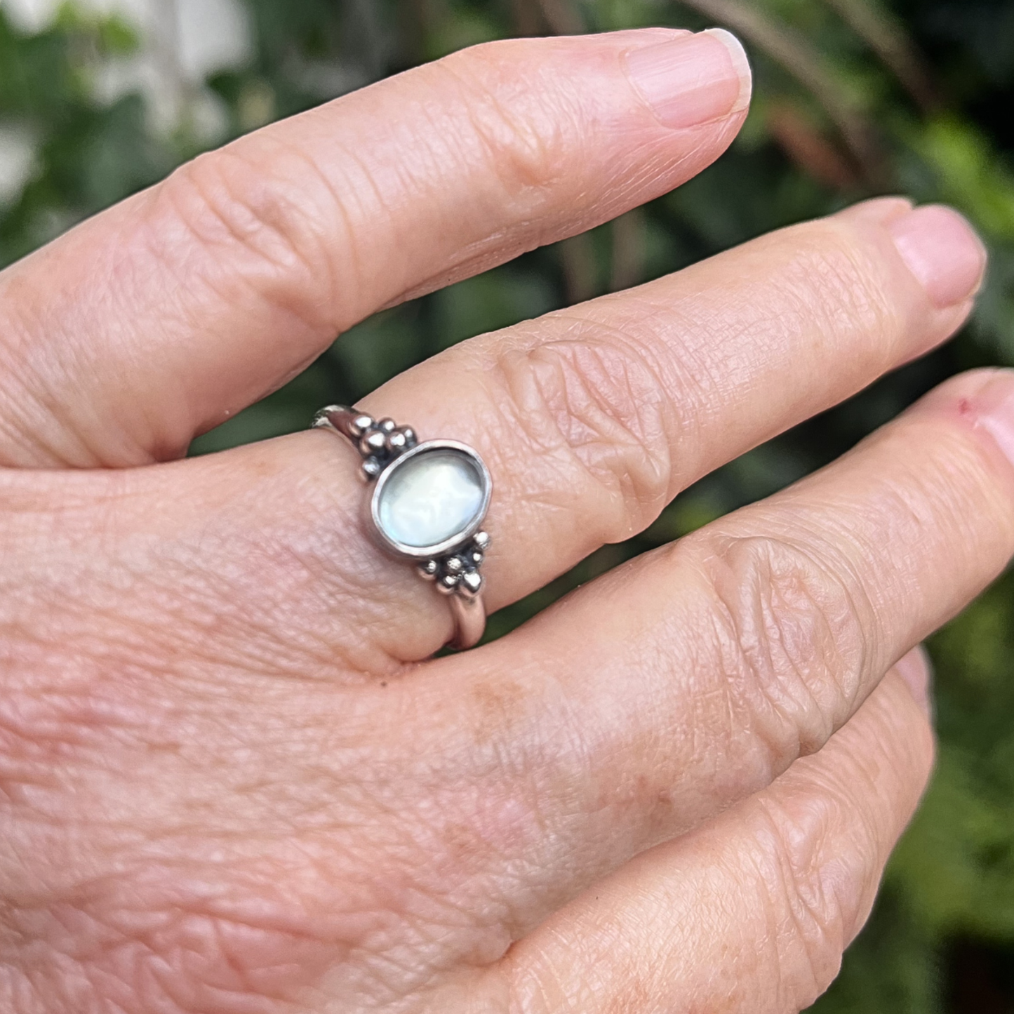 Zilveren stapelring met Aquamarijn | Aanschuif ring in zilver | Handgemaakt