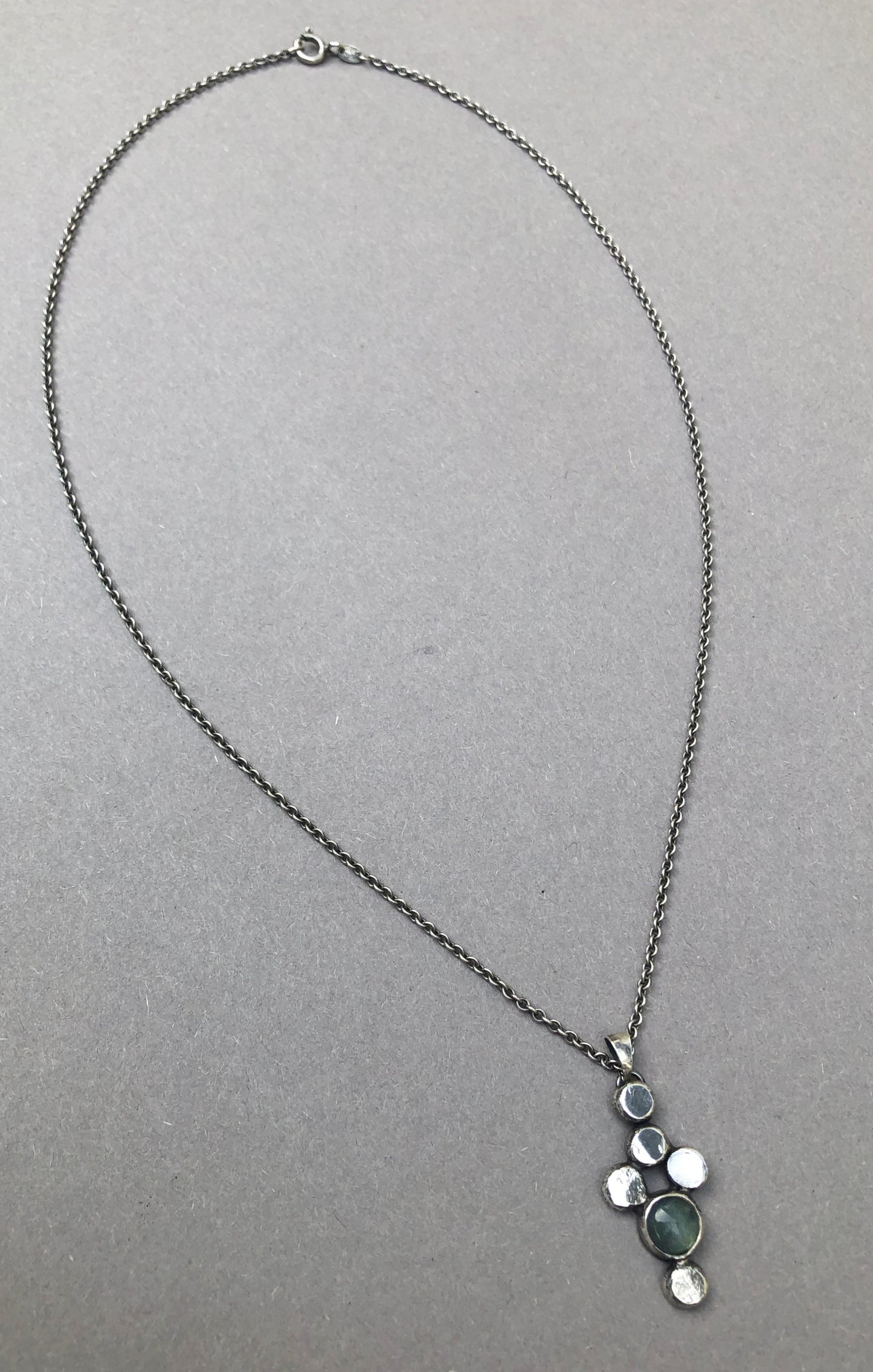 Men's Necklace with Silver Pendant and Labradorite