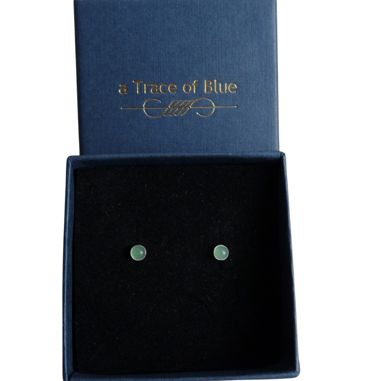 Silver stud earrings with aventurine
