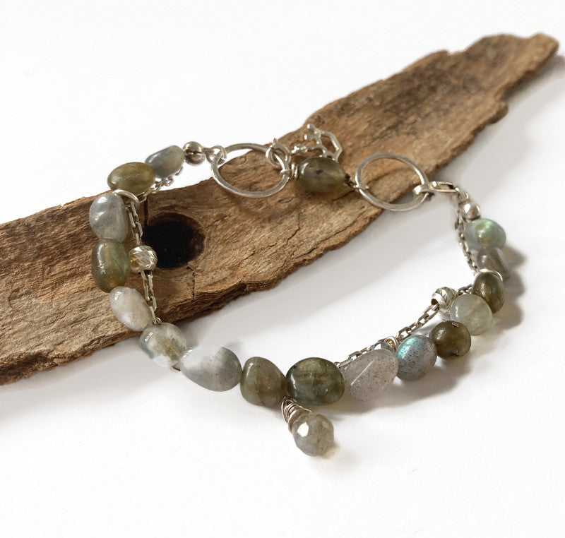 Silver bracelet with Labradorite