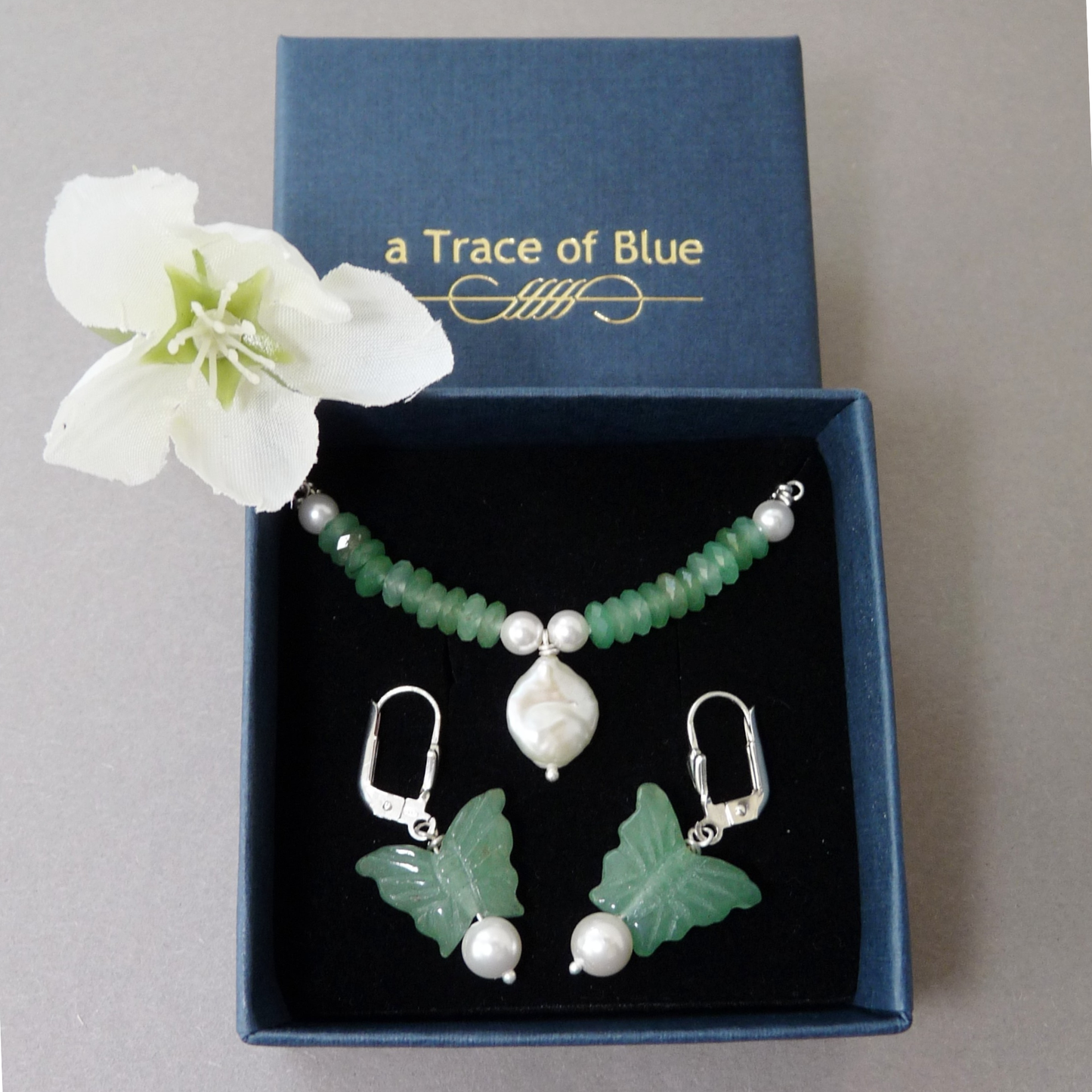 Bruids oorbellen met Aventurijn en parel