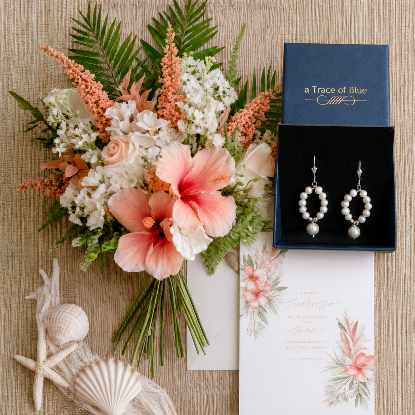 Bruids sieraden set met parels – bruidsketting en bruidsoorbellen in zilver