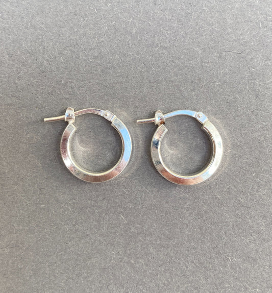 Silver Men's Creoles with Hinge - 14 mm