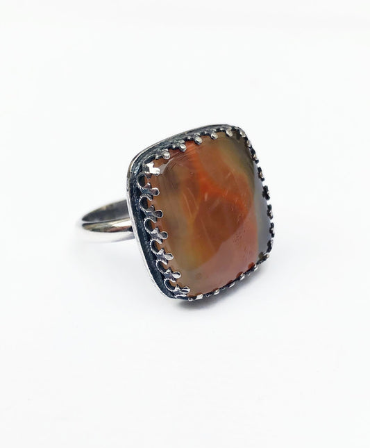 Ladies ring with Botswana Agate – Statement ring in antique style