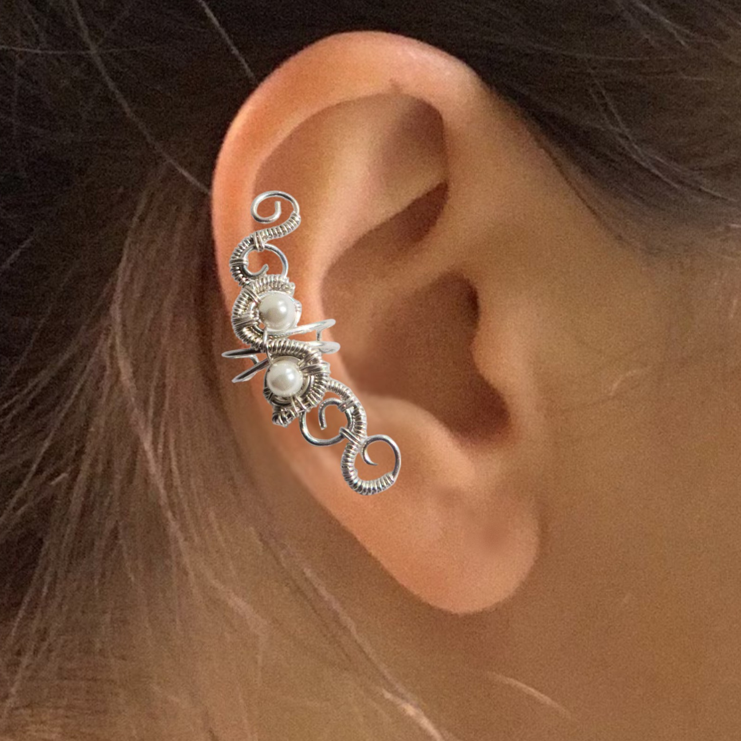 Ear cuff zilver – ear cuff zonder gaatje – bruidssieraad met parels