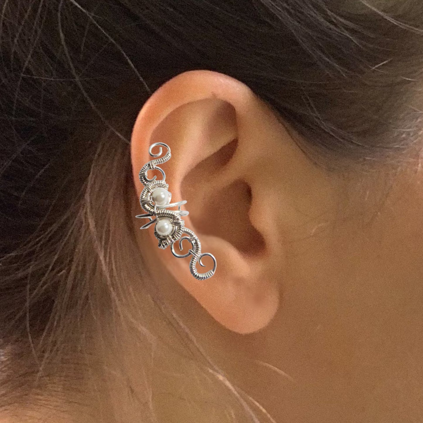 Ear cuff zilver – ear cuff zonder gaatje – bruidssieraad met parels