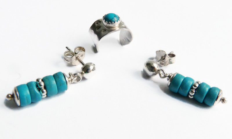 Sterling zilveren heren oorbellen met Turquoise – 4 mm oorknopjes