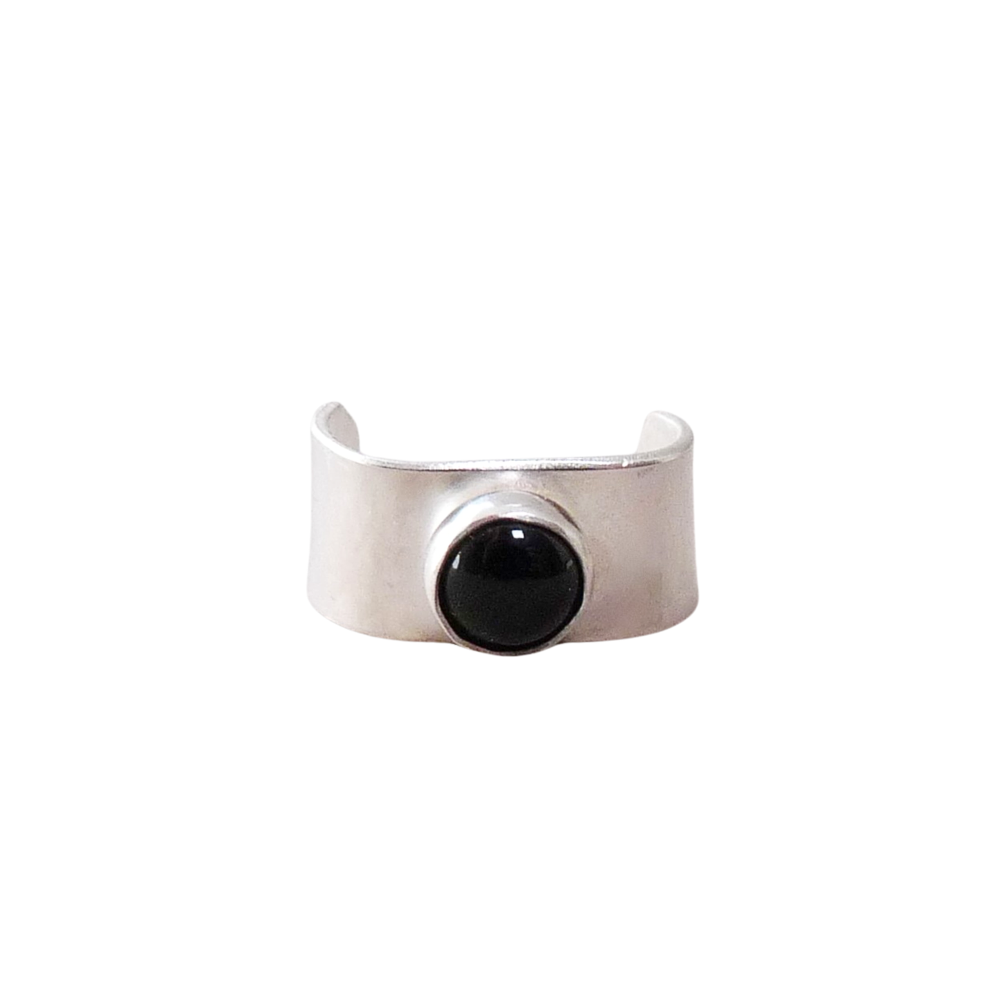Zilveren heren ear cuff met Onyx – zonder gaatje