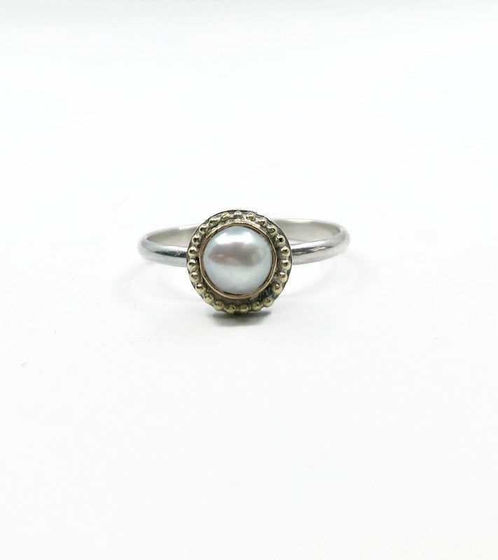 ring met 6 mm zoetwater parel