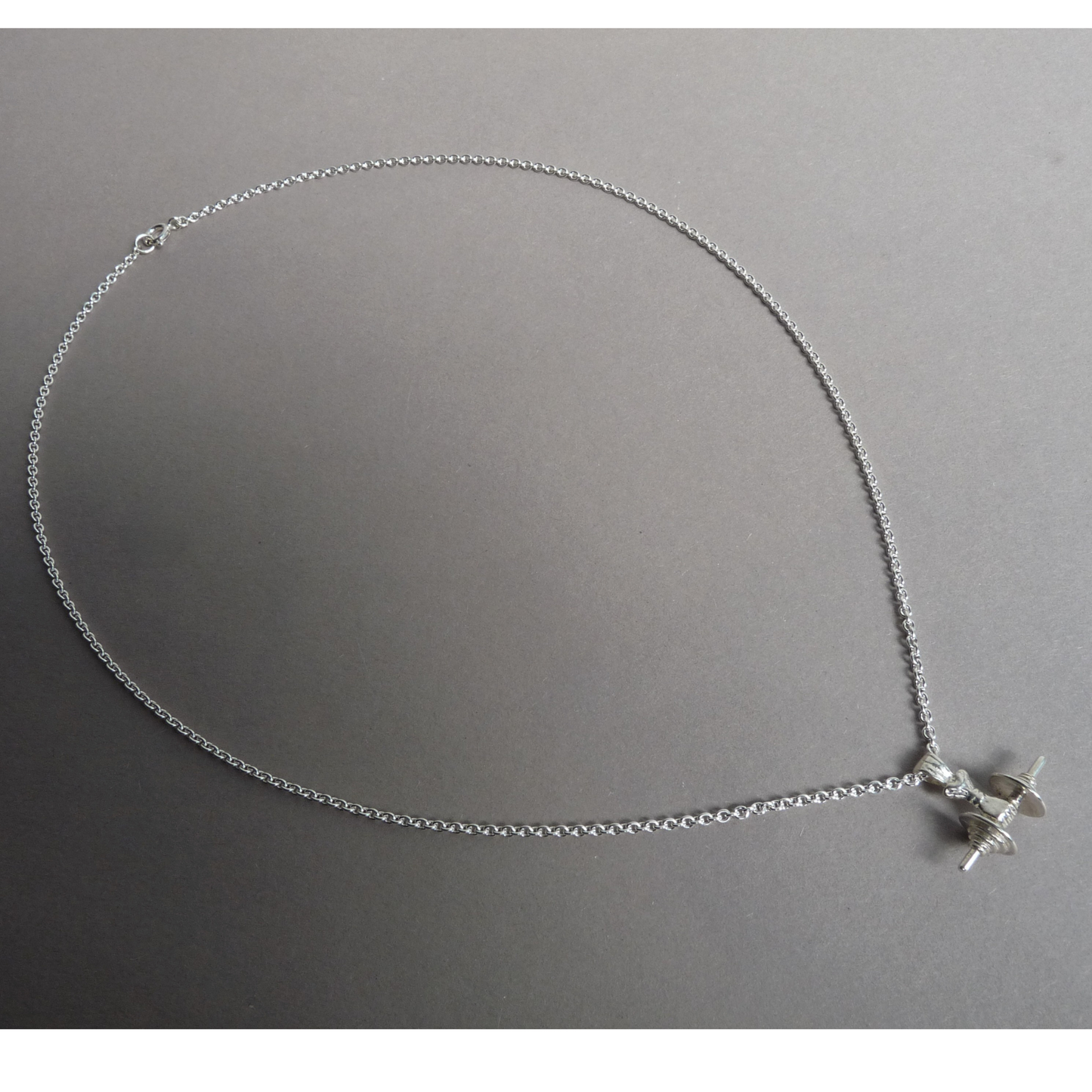 Silver men's necklace with pendant – cool dumbbell pendant