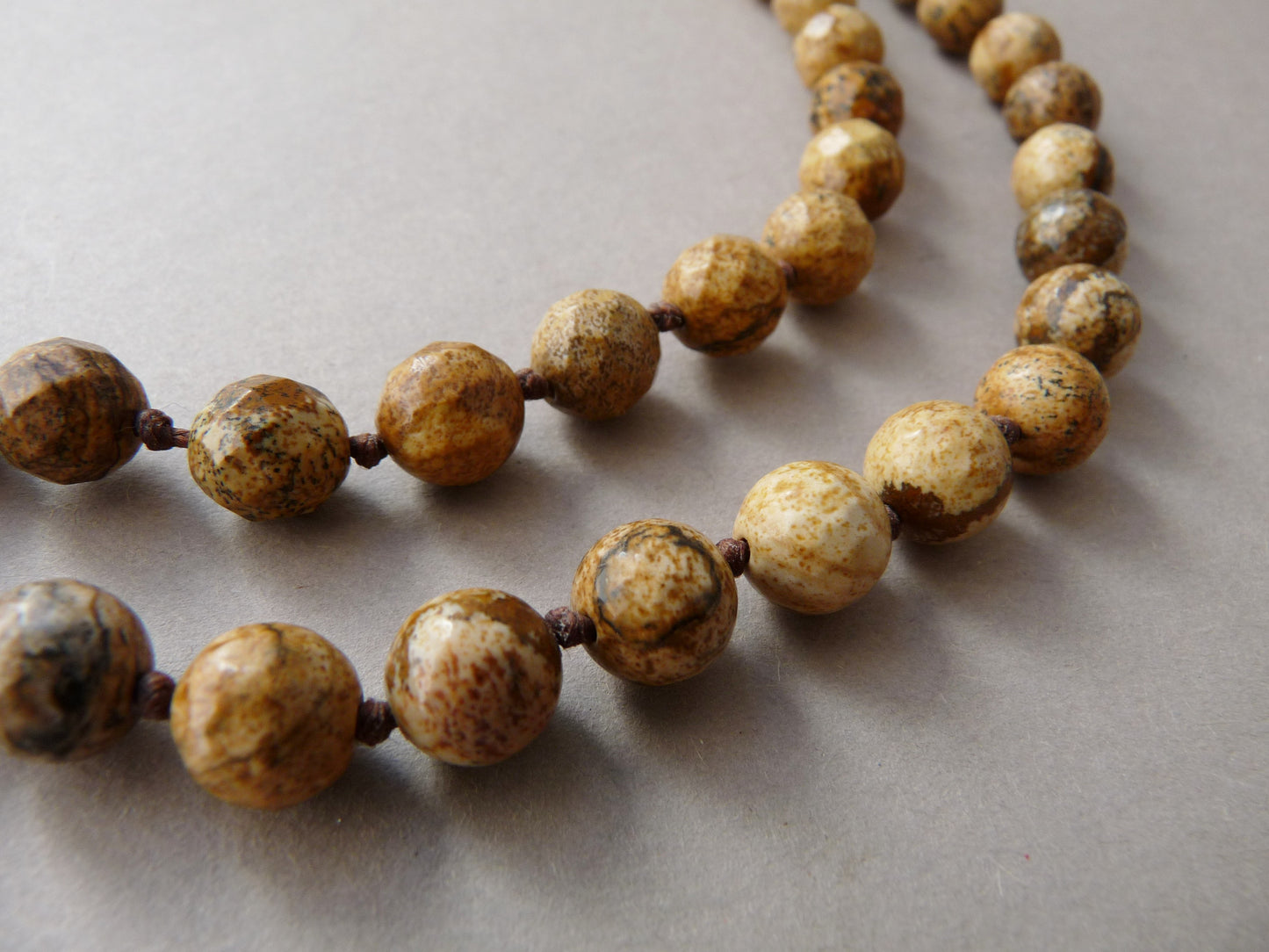 Natural stone necklace for men – spiritual men's necklace made of Landscape Jasper beads