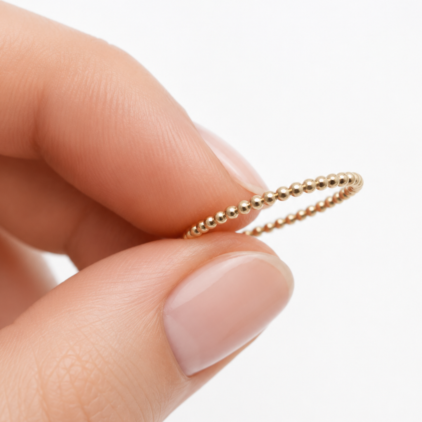 Stapelring aus 14-karätigem Gold mit Perlendraht