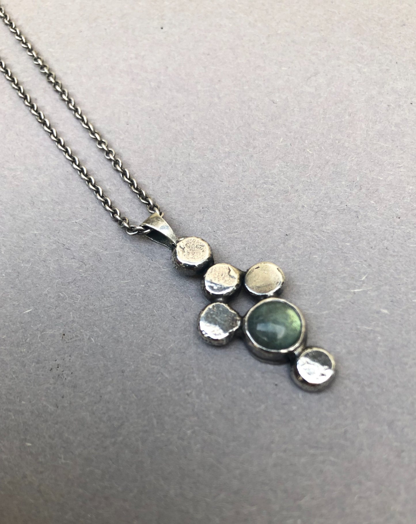 Men's Necklace with Silver Pendant and Labradorite