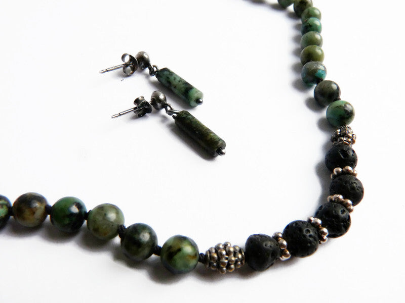 handgemaakte heren kralen ketting a trace of blue