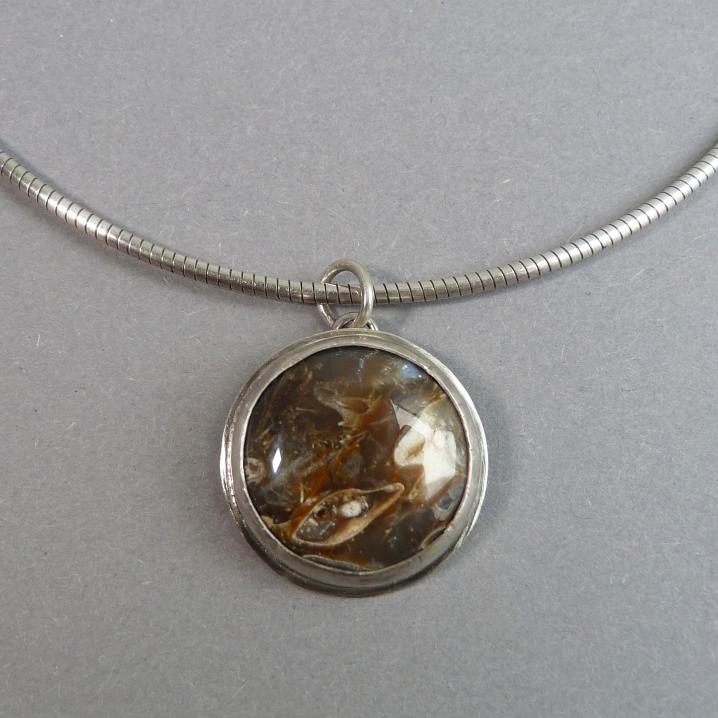 Handgemaakte zilveren ketting met Jaspis hanger | Oceaan Jaspis in sterling zilver