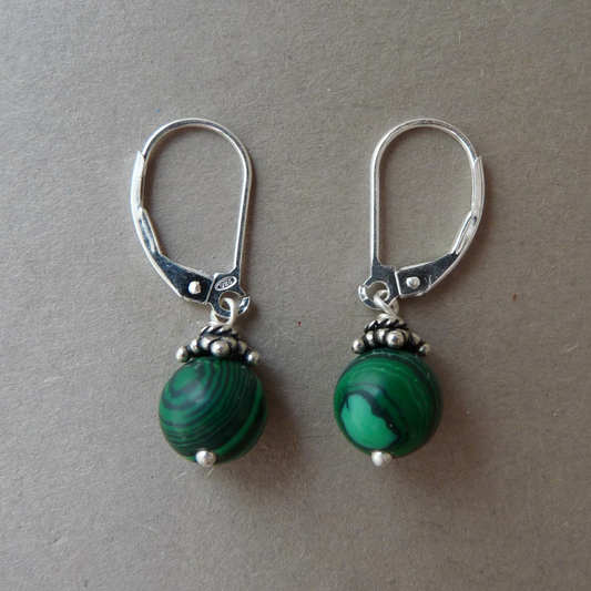 Malachite men's earrings - hook earrings for men
