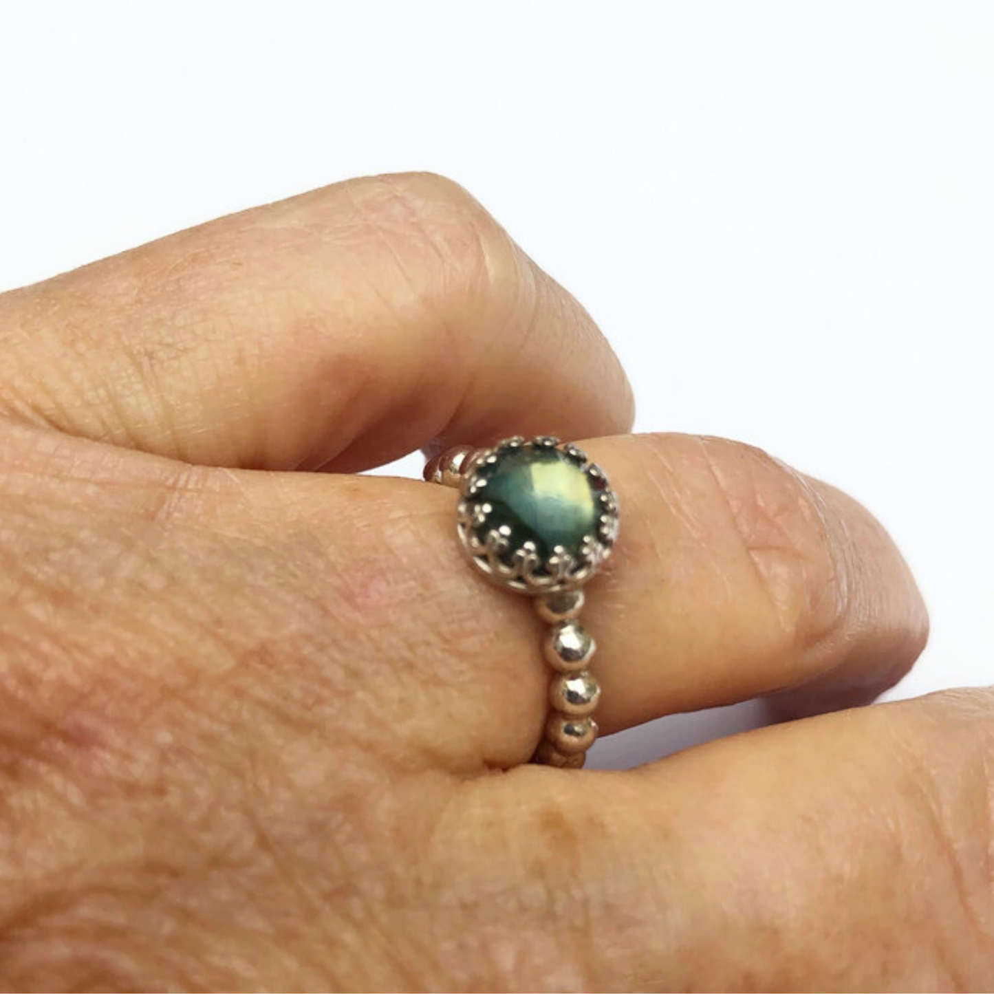 Silver Labradorite sliding ring 