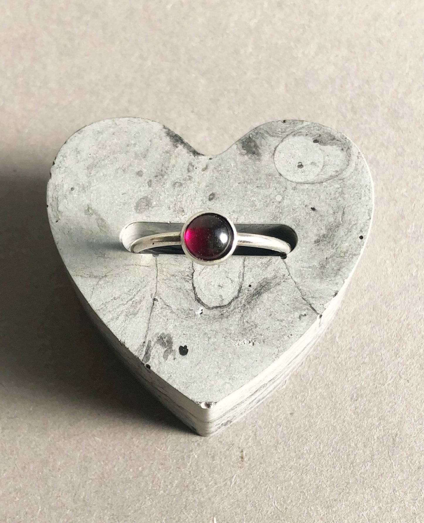 Silver Stackable Ring with Garnet