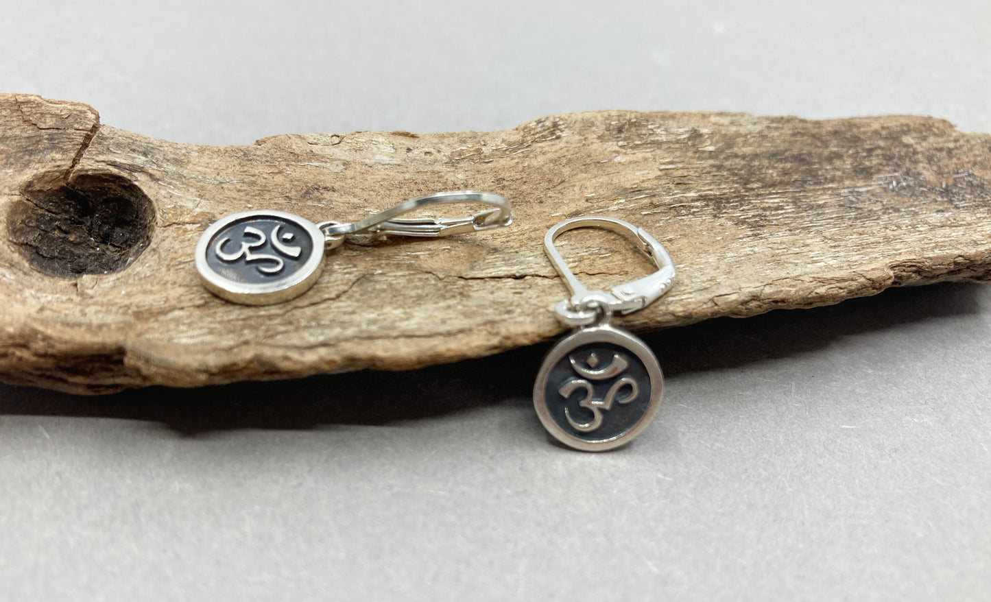 Handmade silver earrings with Ohm sign, spiritual jewelry