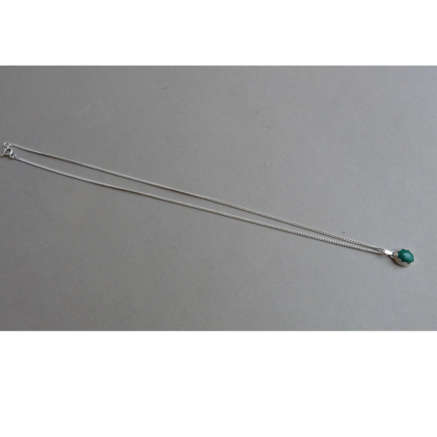 Gourmet schakelketting voor mannen met Malachiet hanger – zilveren heren sieraden