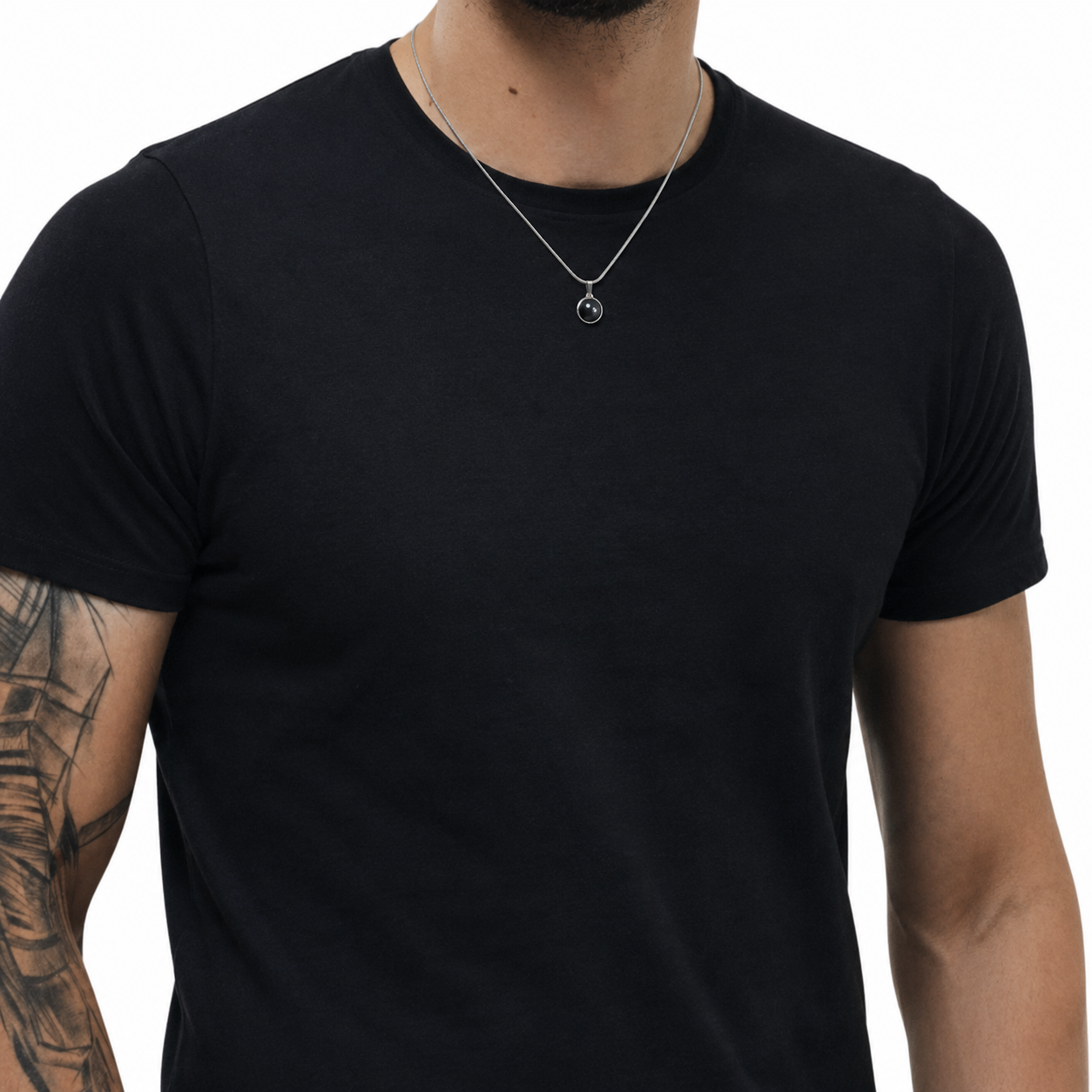 Zilveren heren ketting met Hematiet hanger – minimalistisch en handgemaakt