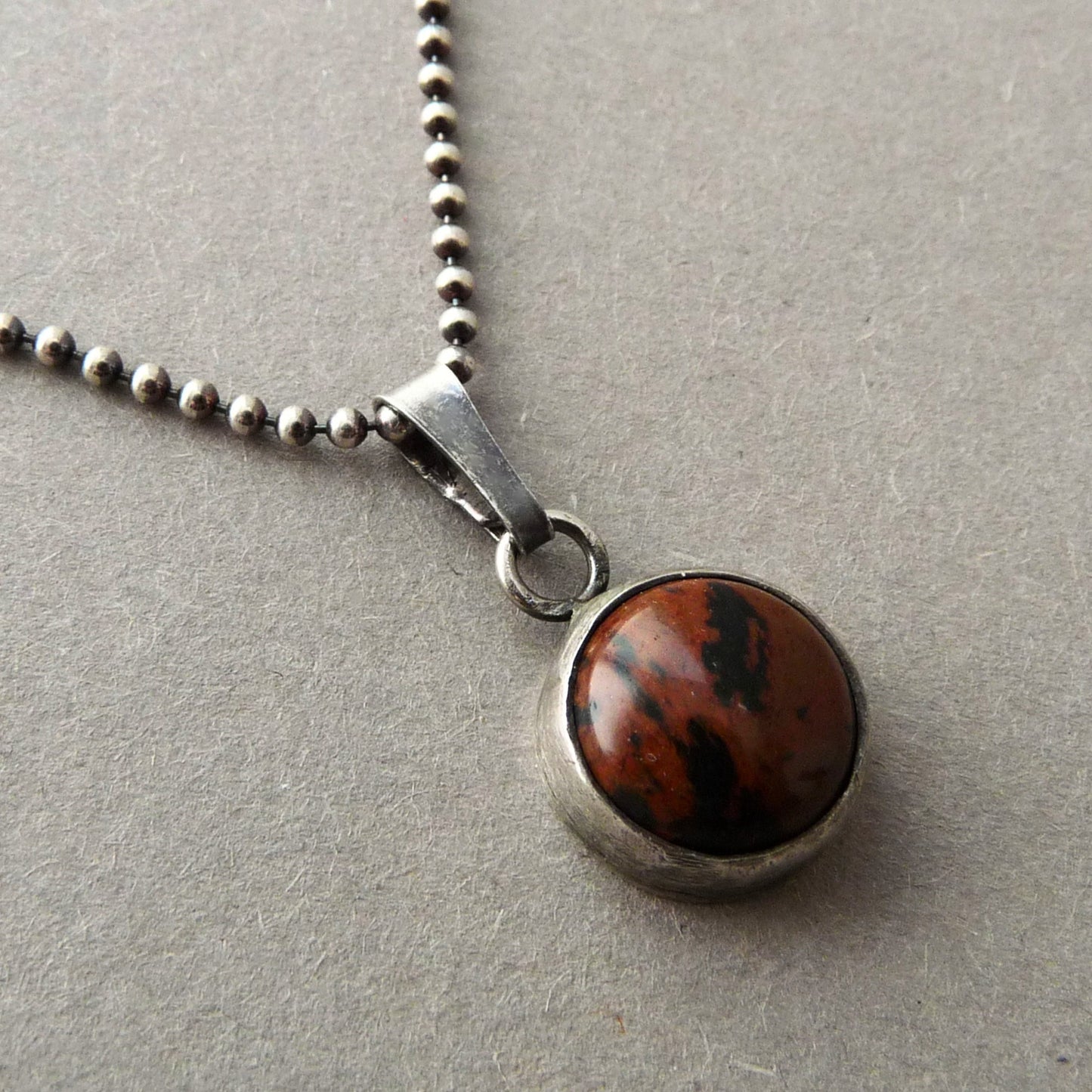 Men's Necklace with Natural Stone – Mahogany Obsidian | Silver Men's Gemstone Necklace