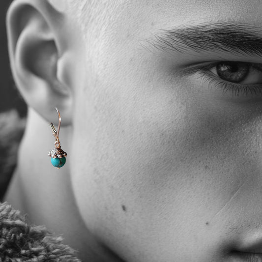 Silver Earrings with Turquoise – Unisex and Cool Design