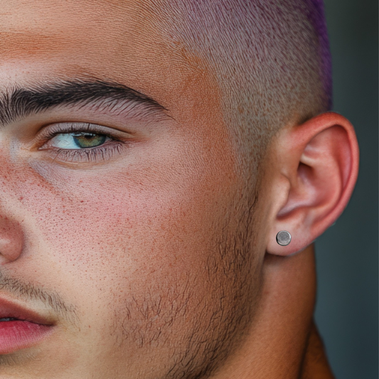 Men's earrings in raw silver, jewelry from Enkhuizen