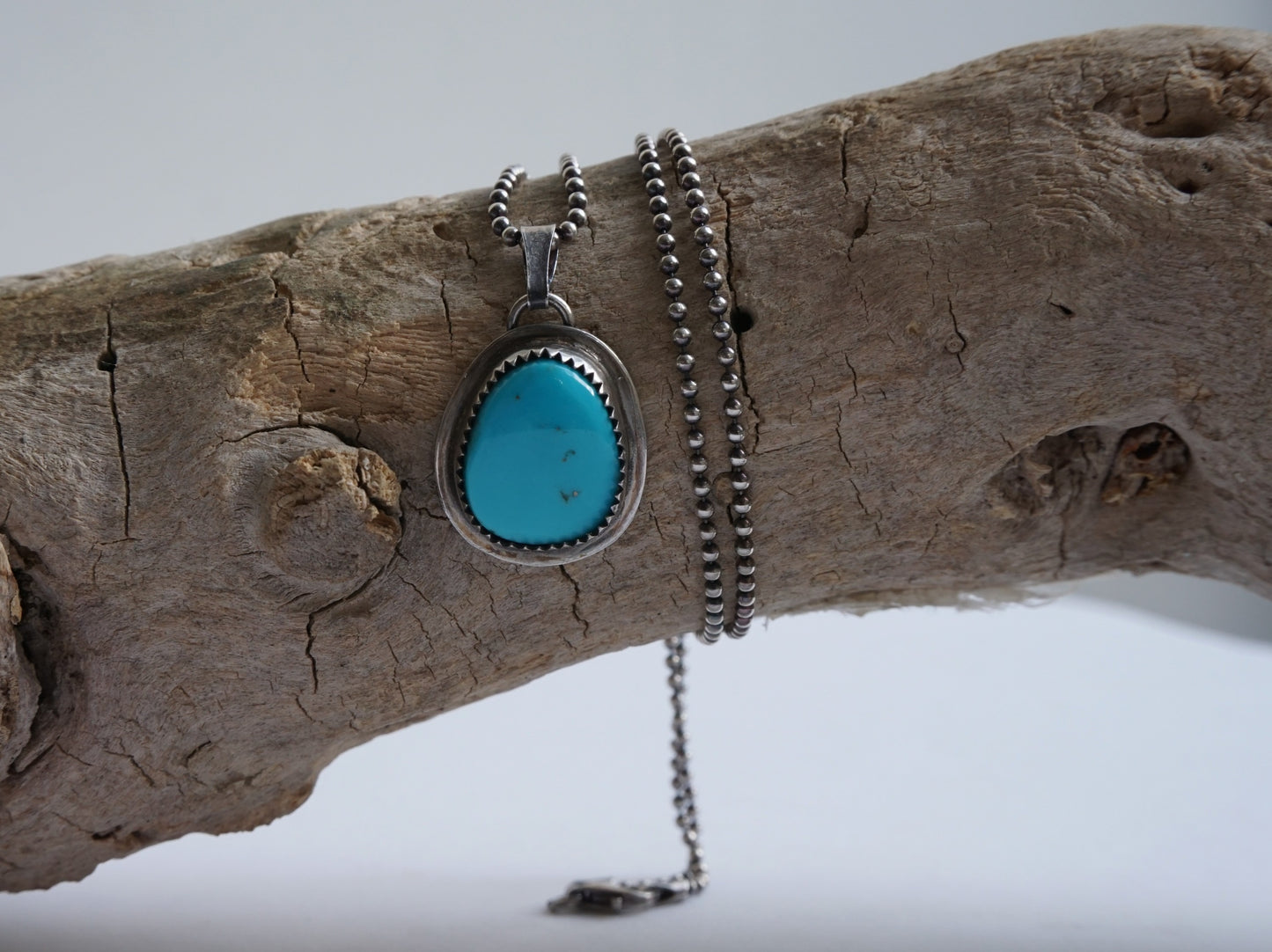 Heren ketting met hanger – Turkoois edelsteen – Handgemaakt in sterling zilver