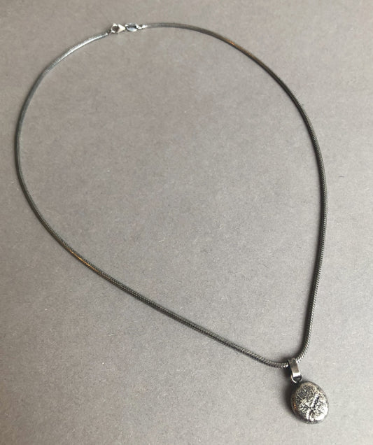 Handmade raw silver men's necklace for the modern man