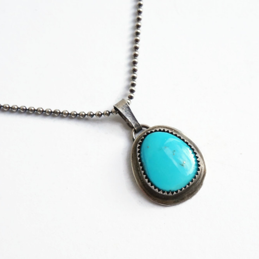 Heren ketting met hanger – Turkoois edelsteen – Handgemaakt in sterling zilver