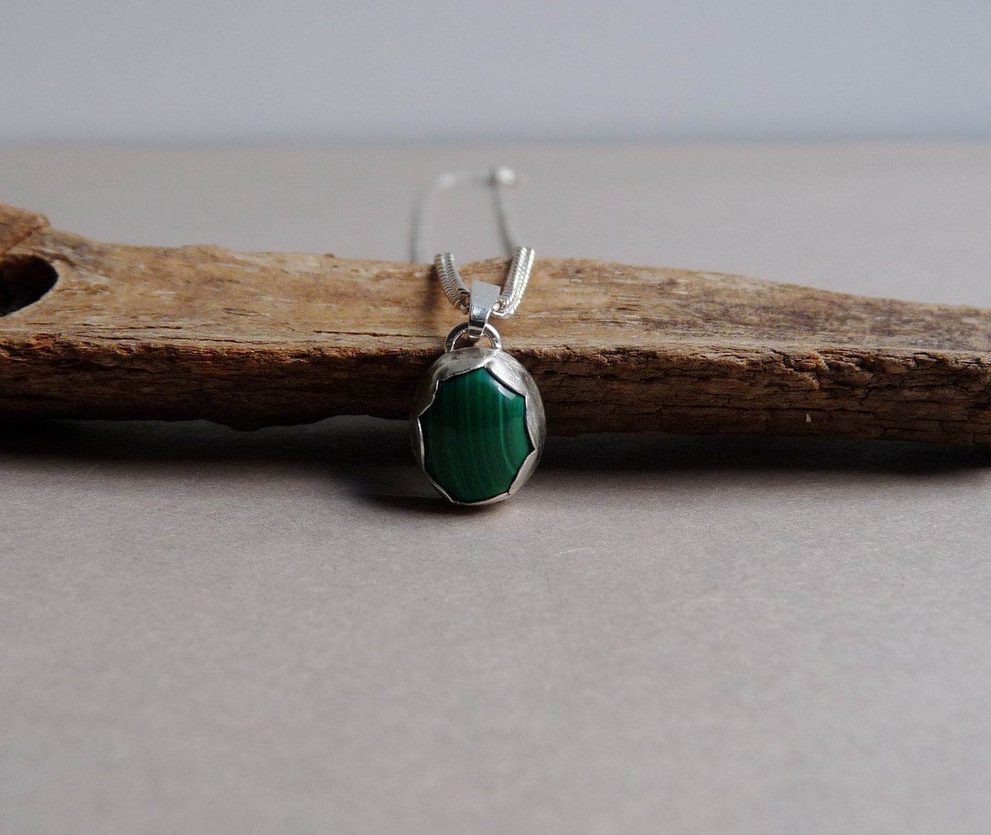 Gourmet schakelketting voor mannen met Malachiet hanger – zilveren heren sieraden