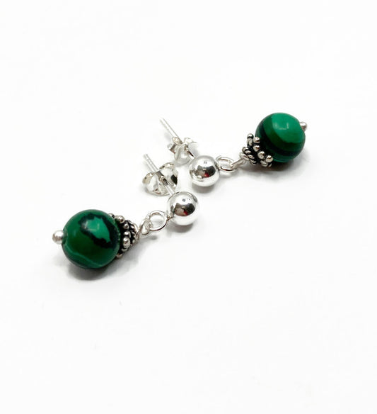 Stud earrings for men with Malachite