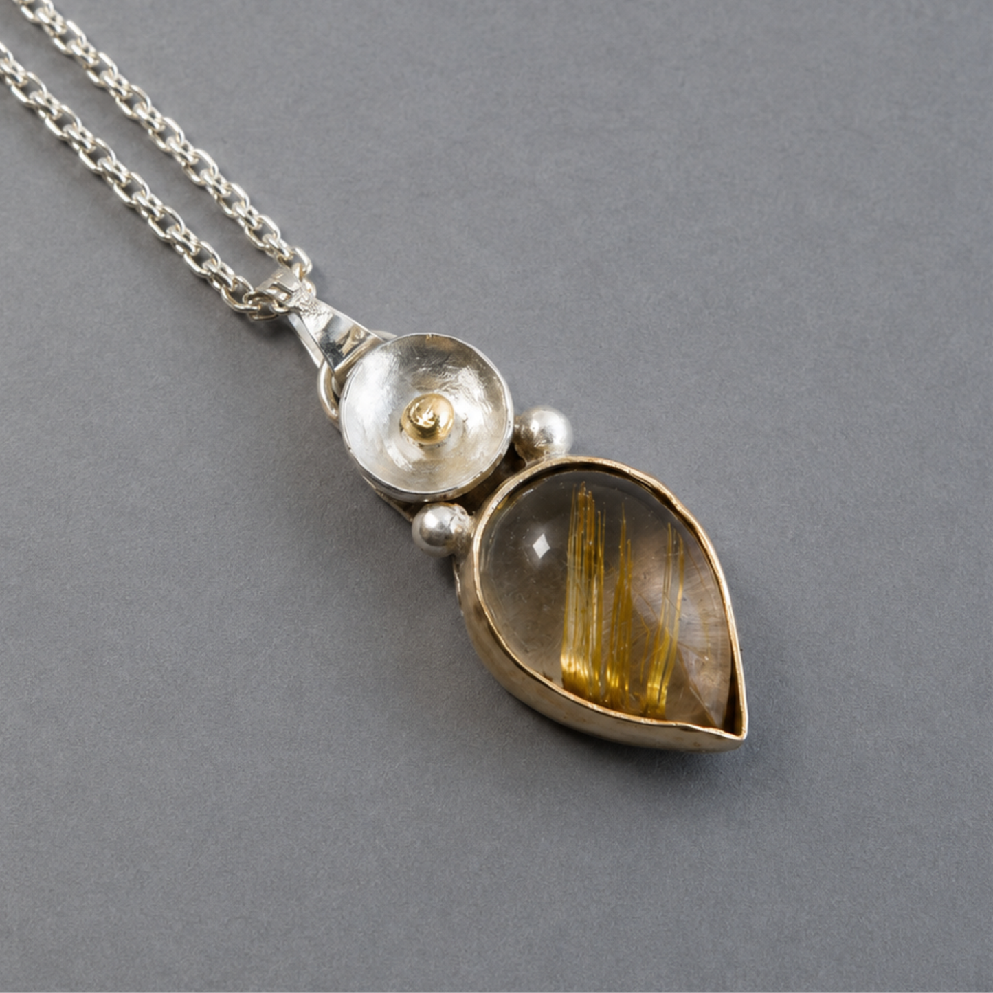 Ketting met edelsteen - Rutiel kwarts hanger ketting