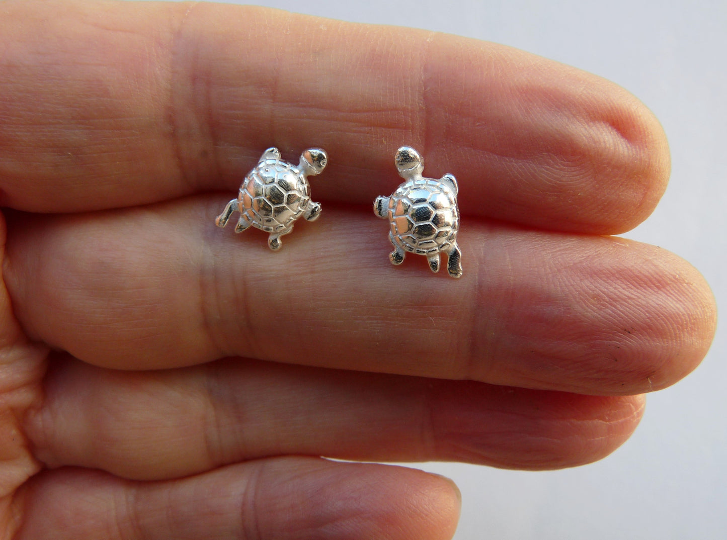 Silver Turtle Stud Earrings