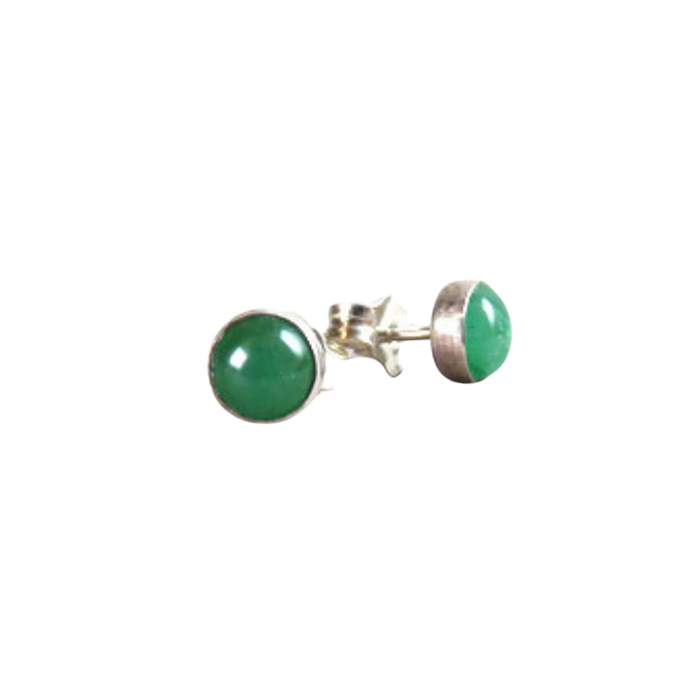Silver stud earrings with aventurine
