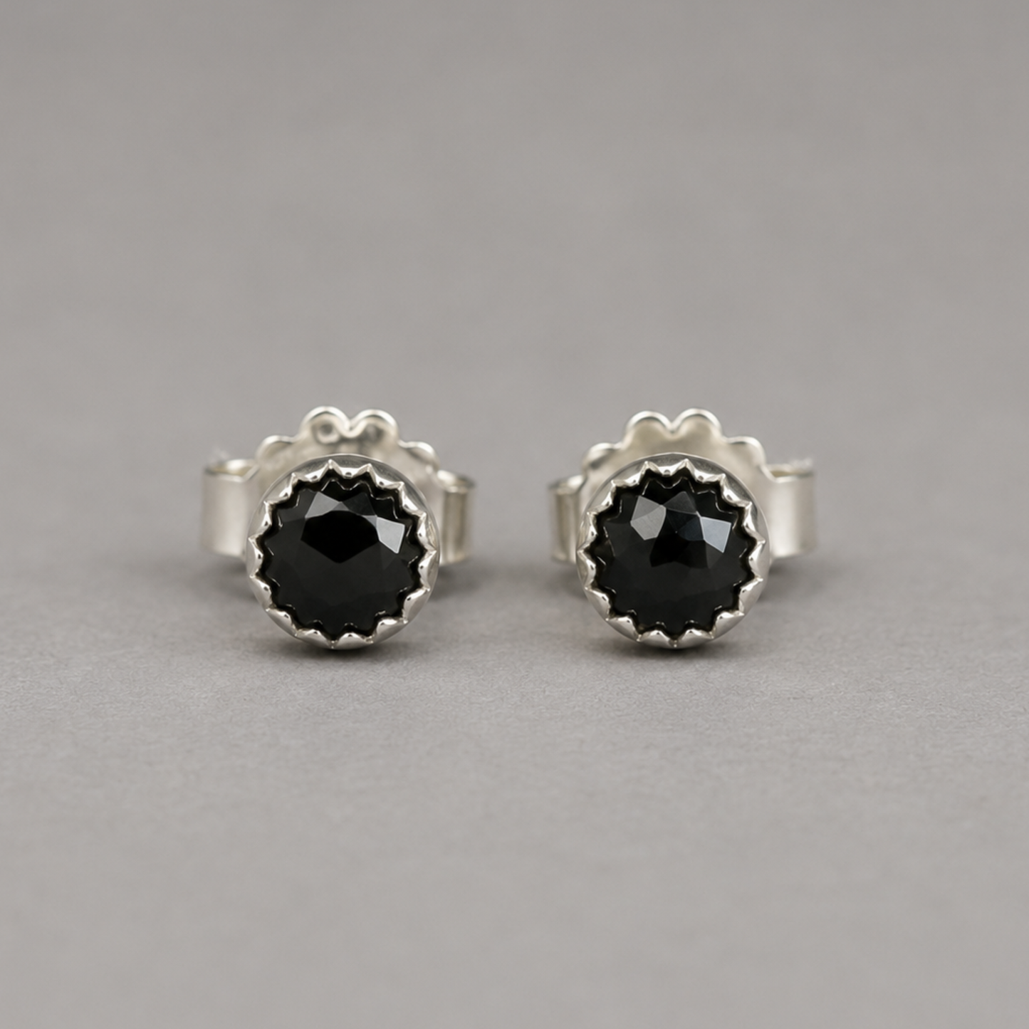 Silver Stud Earrings with Spinel – Small Handmade Studs 4mm