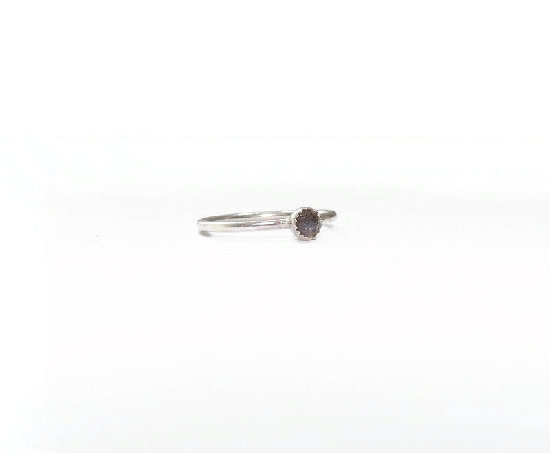 Stackable ring with labradorite - silver stackable ring with gemstone