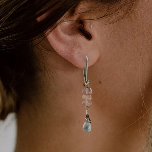 Rozenkwarts en Aardbei kwarts oorbellen